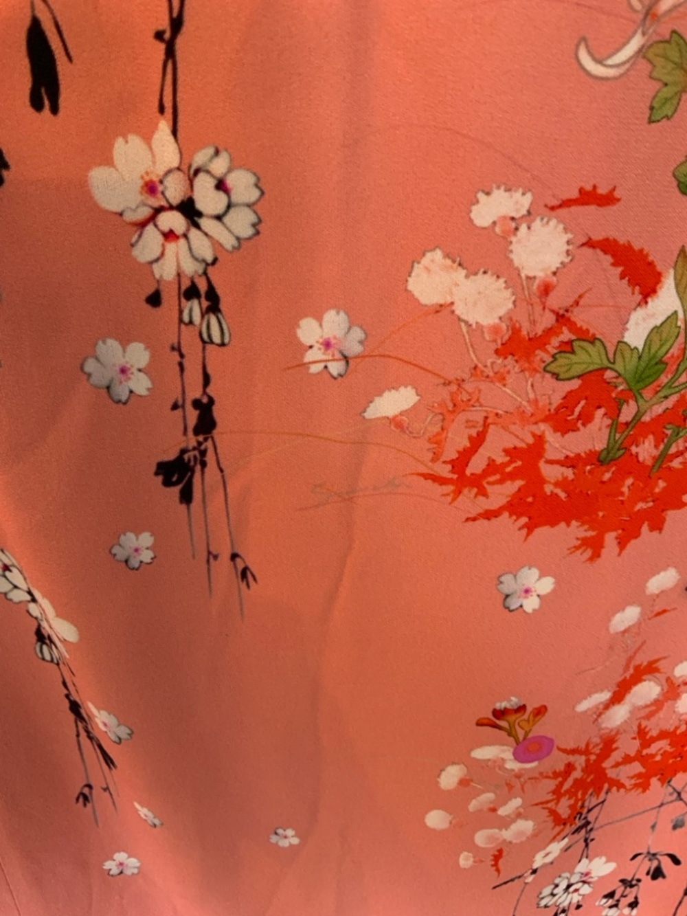 Givenchy Couture Japanese Floral Pattern Sheath Dress in Pinks & Peach - Picture 8 of 11